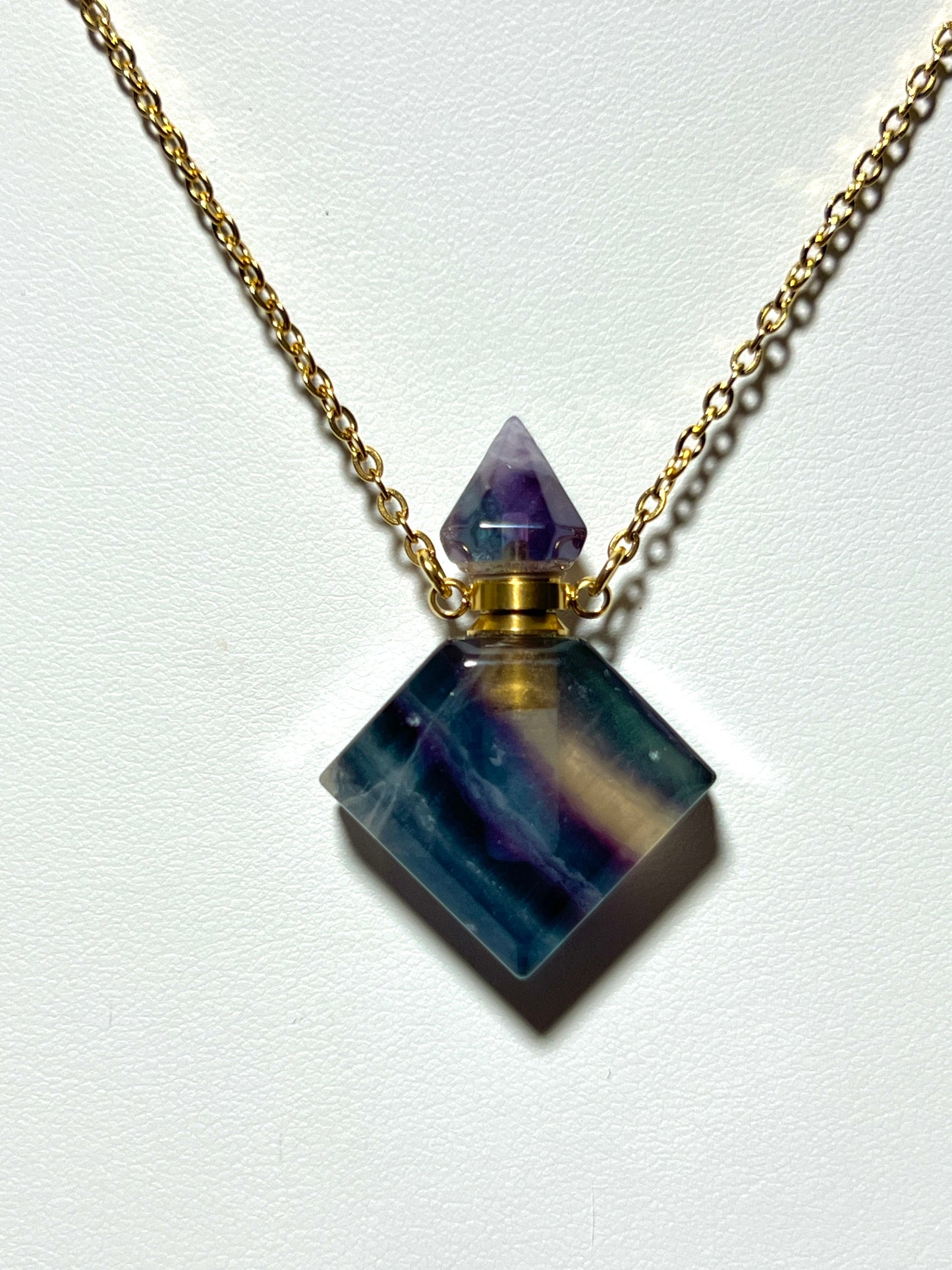 Fluorite - Perfume Bottle Necklace