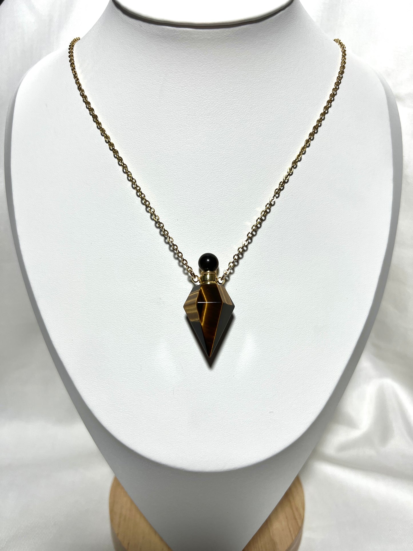 Tiger's Eye - Perfume Bottle Necklace