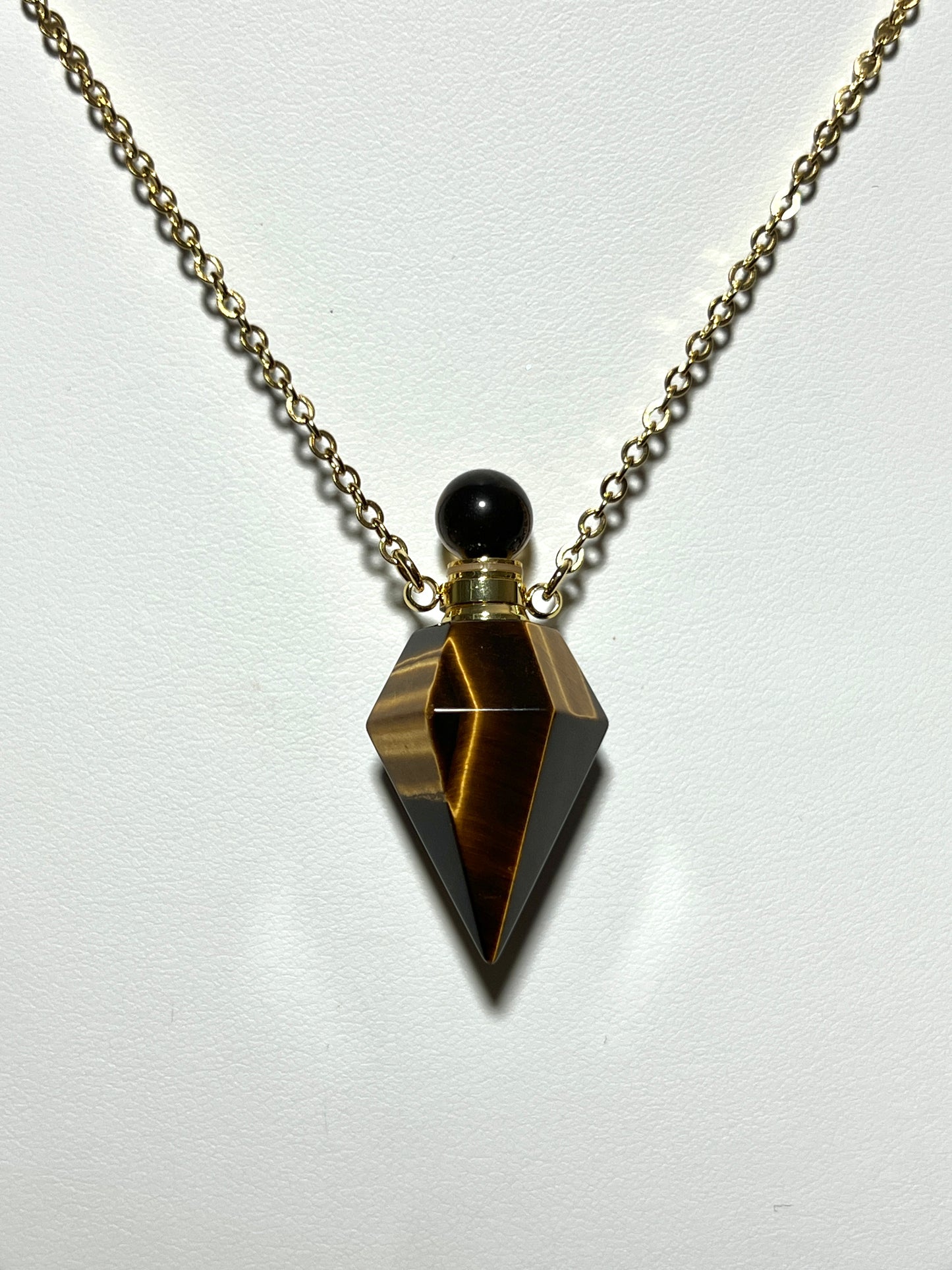 Tiger's Eye - Perfume Bottle Necklace