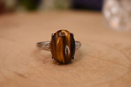 Tiger's Eye Natural Gemstone Ring