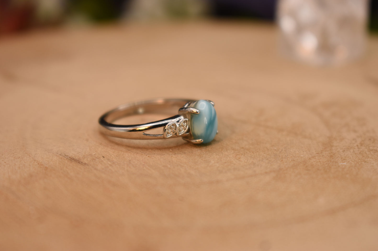 Larimar Natural Gemstone Ring