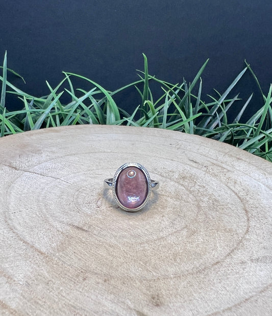 Purple Mica Lepidolite Gemstone Ring