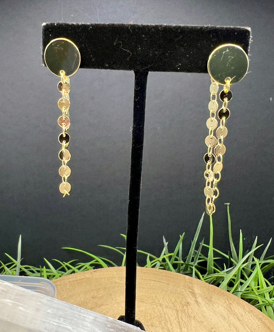 Gold Coin Loop Around Earrings