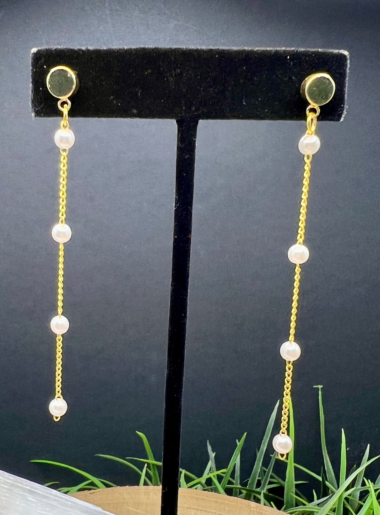 Gold Pearl Drop Earrings