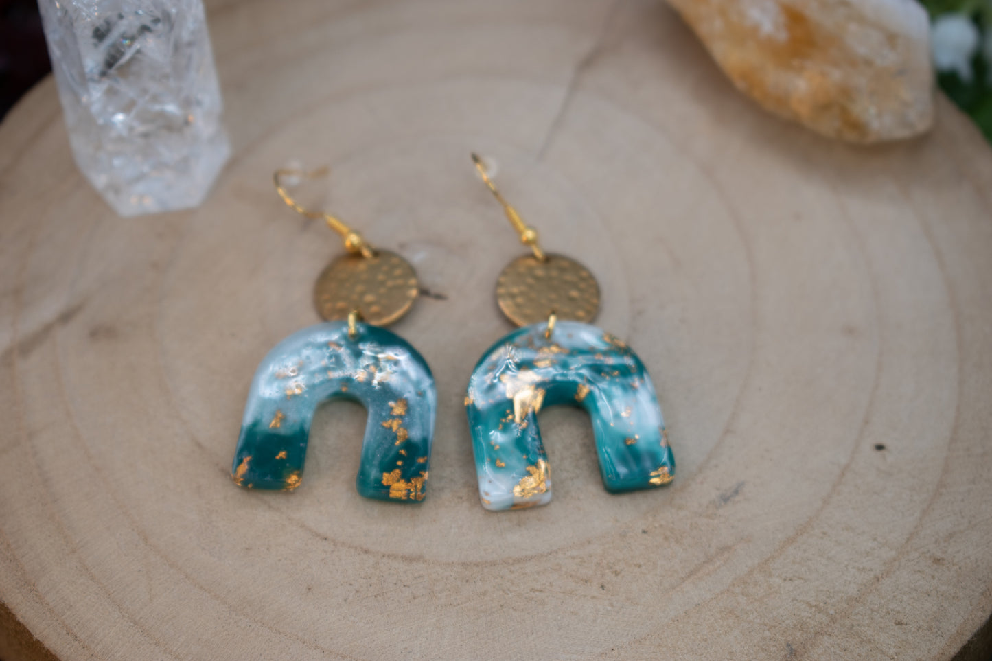 Spilling Waves with Gold Flakes Earrings