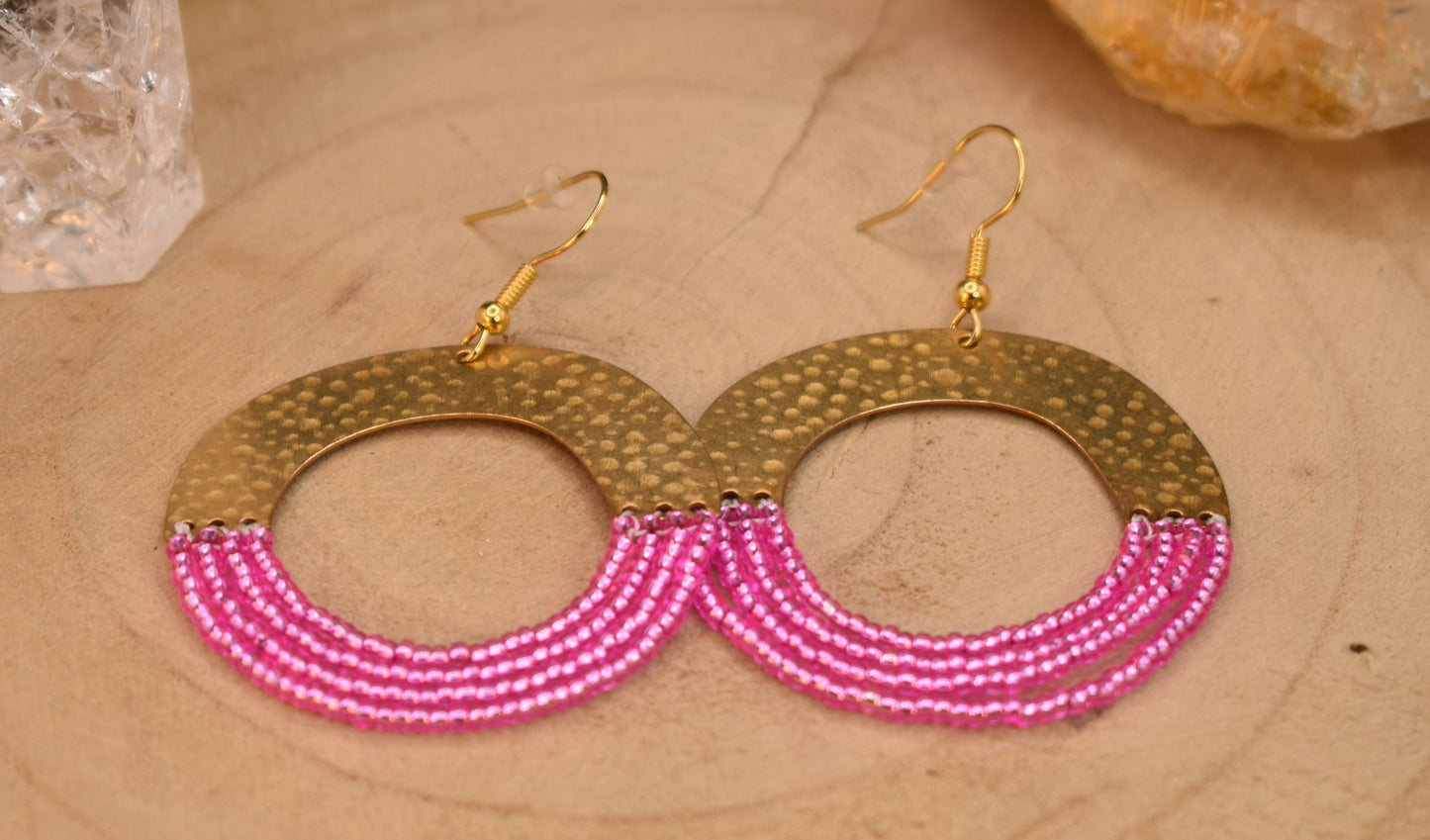 Pretty In Pink Glass Bead Earring