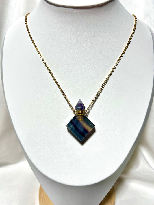 Fluorite - Perfume Bottle Necklace