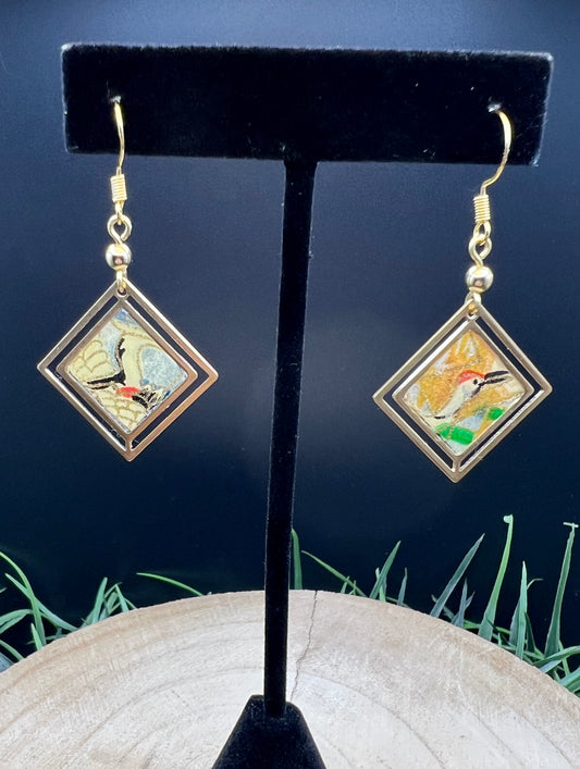 Kakemono Origami Earrings (Yellow & Gold Diamond)