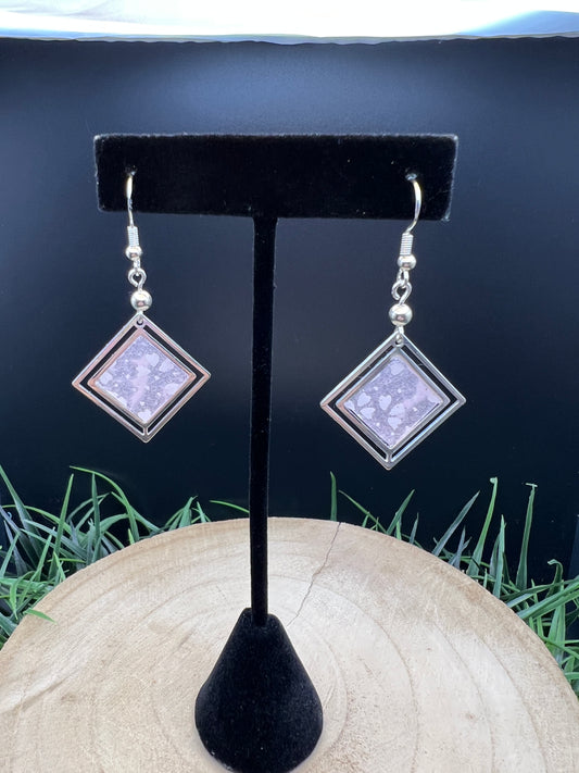 Kakemono Origami Earrings (Pink & Silver Diamond)